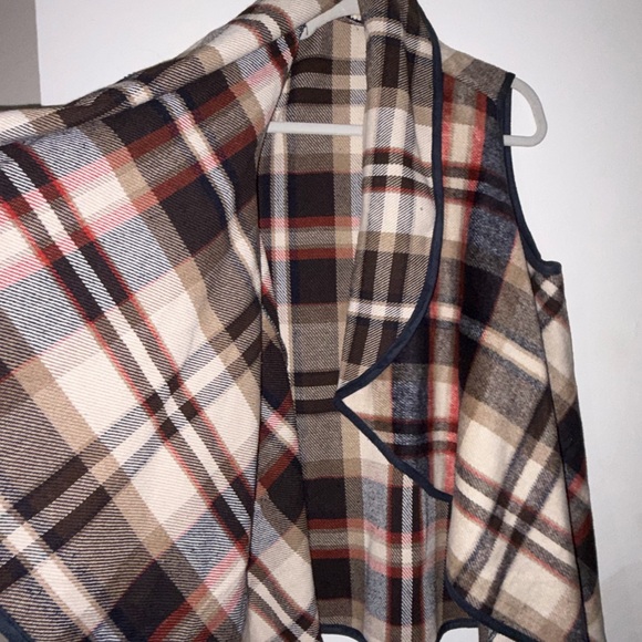 Altar'd State Plaid Vest - Red, Black, Cream - Picture 3 of 4